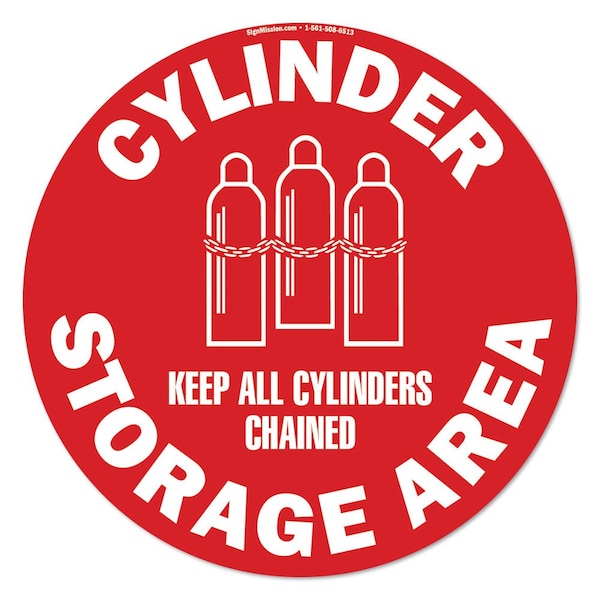 Signmission Keep Cylinders Chained 16in Non-Slip Floor Marker, 6PK, 16 in L, 16 in H, FD-C-16-6PK-99920 - FD-C-16-6PK-99920