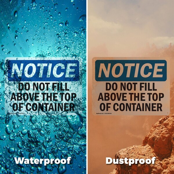 Signmission Do Not Fill Above Top Of Container, 10 in W x Rectangle, Vinyl Decal - OS-2PACK-NS-D-710-L-15455