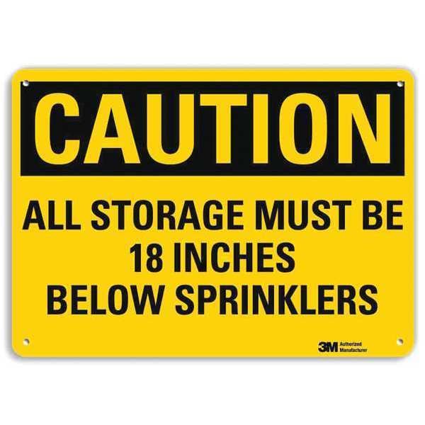Lyle Caution, All Storage Must Be 18 Inches Below Sprinklers, 10 in x 14 in, Aluminum, U4-1048-RA_14X10 - U4-1048-RA_14X10