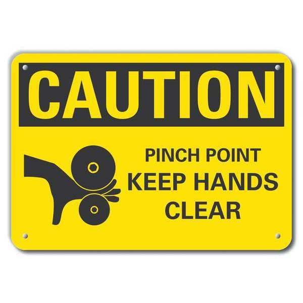Lyle Reflective  Pinch Point Caution Sign, 7 in Height, 10 in Width, Aluminum, Vertical Rectangle - LCU3-0152-RA_10X7