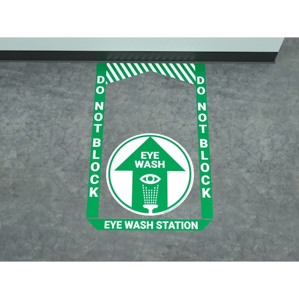 Creative Safety Supply Eye Wash Station, Sign Bundle, Center Floor Sign Size, 20in, Bundle Dimensions, 48in W x 39in H - FS44003-20-48