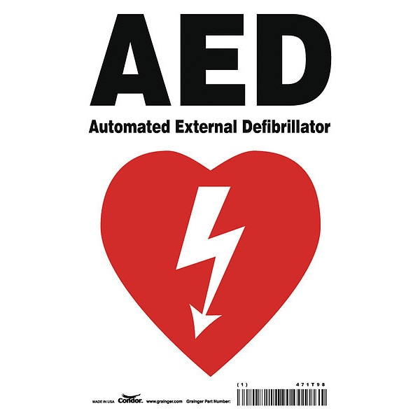 Condor AED Automated External Defibrillator, 7 in W x 10 in H, Horizontal Rectangle, Aluminum, 471T98 - 471T98