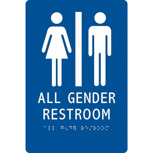 Condor ALL GENDER RESTROOM, 6 in W x 9 in H, Vertical Rectangle, Modified Acrylic, 483U14 - 483U14