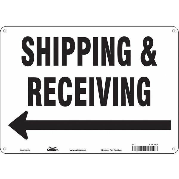 Condor SHIPPING & RECEIVING, 14 in W x 10 in H, Horizontal Rectangle, Aluminum, 486Y57 - 486Y57