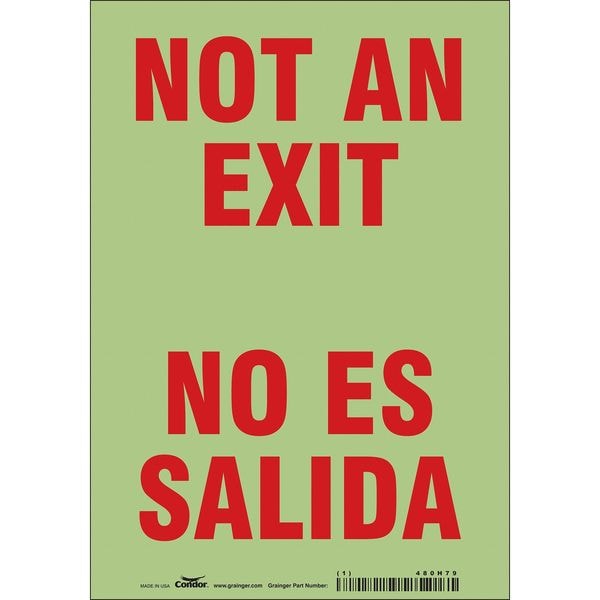 Condor Exit Sign, Vinyl, 7" W, 10" H, Not An Exit/No Es Salida, White - 480H79
