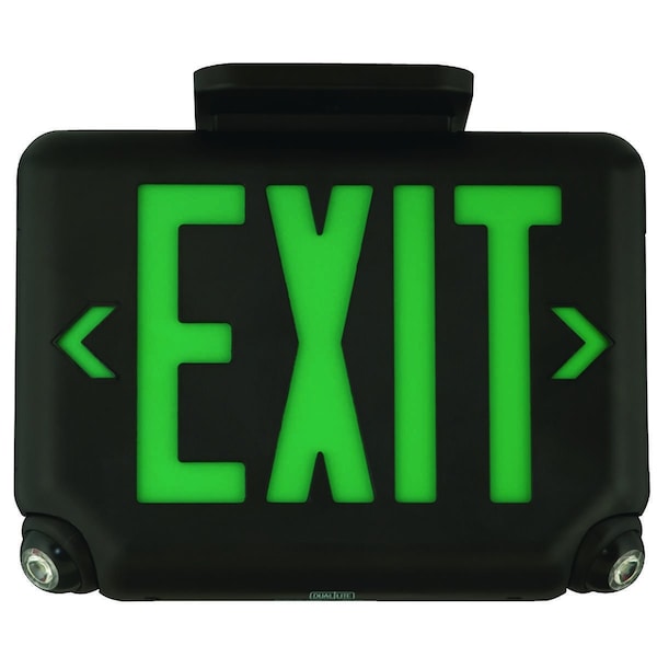Dual-Lite Exit Sign with Emergency Lights, White, 2 Face(s), LED, Universal Mount, Lithium Iron Phosphate - EVCURW