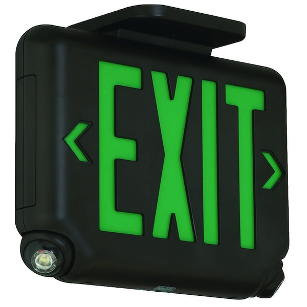 Dual-Lite Exit Sign with Emergency Lights, White, 2 Face(s), LED, Universal Mount, Lithium Iron Phosphate - EVCURW