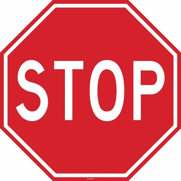 Stranco Floor Sign, 24 in H, 24 in W, Vinyl, Octagon, English, FS-24OCT-614 - FS-24OCT-614