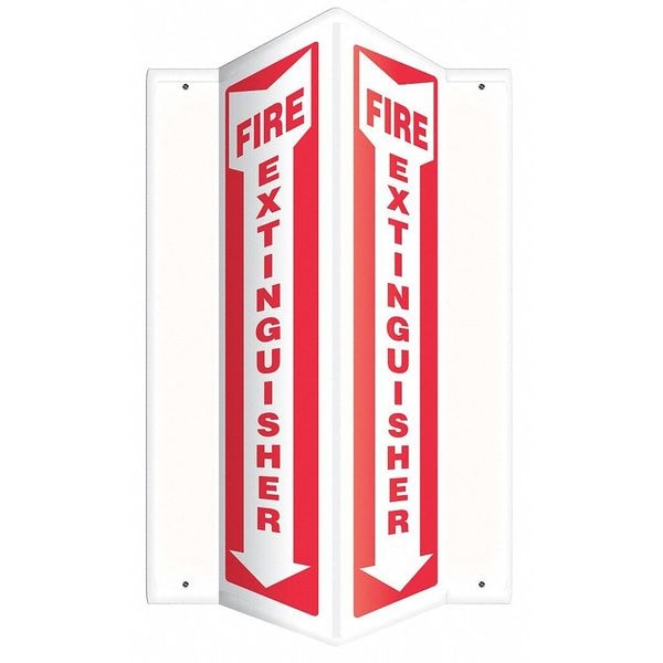 Accuform Fire Extinguisher Sign, 12 in Height, 7 1/2 in Width, Plastic, V-Shaped, English - PSP330