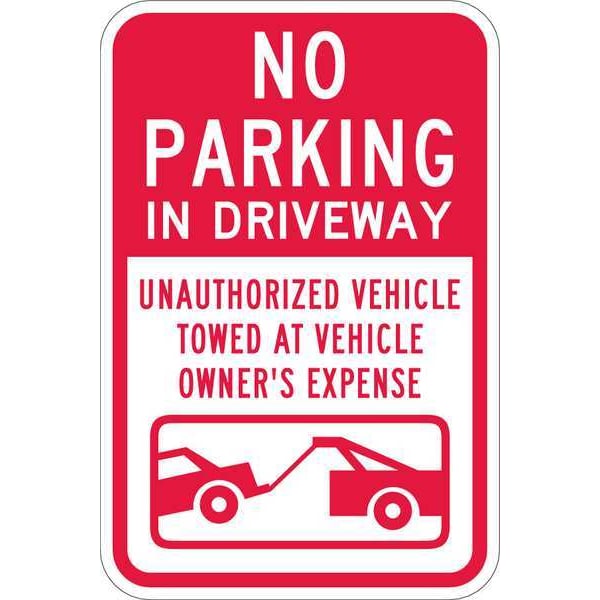Lyle Driveway No Parking Sign, 18" x 12, T1-1068-EG_12x18 - T1-1068-EG_12X18