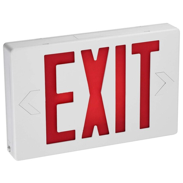 Sunlite White Compact LED Exit Sign 0.25W 120-277V 90-Minute Battery Backup, Universal Mount IP20 UL Listed - 05271-SU