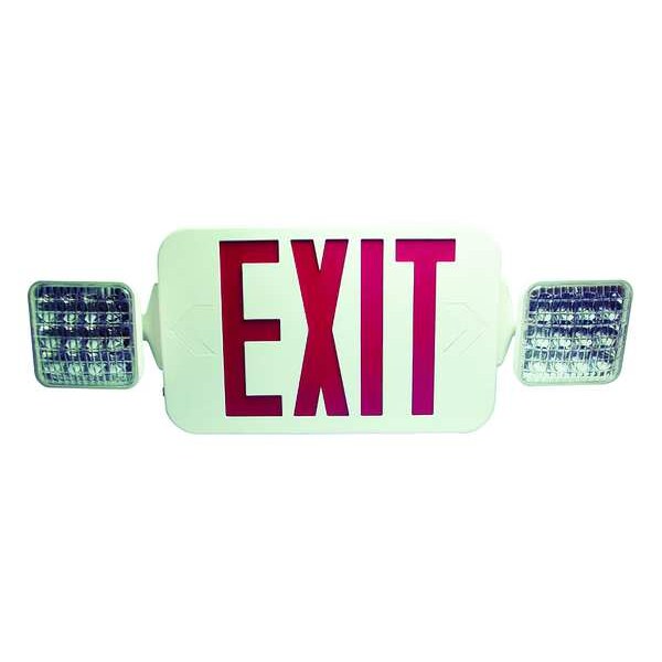 Fulham Exit Sign with Emergency Lights, White, 1 or 2 Face(s), LED, Universal Mount, Nickel Cadmium - FHEC33WR