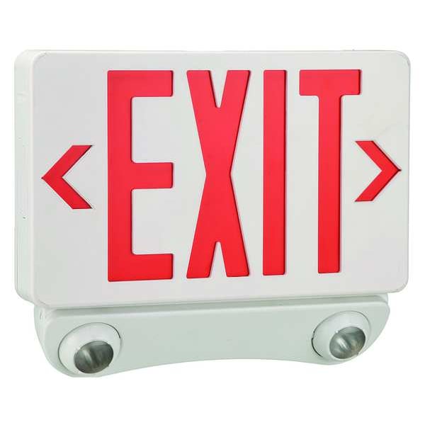Zoro Select Exit Sign w/ Emergency Lights, 1 or 2 Face(s), Universal Mount, Nickel Cad, LED (Formerly LumaPro) - 40CP85
