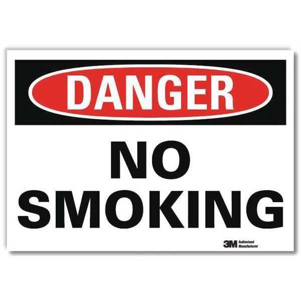 Lyle Danger No Smoking Sign, 10" H, 14 in W, Reflective Sheeting, Horizontal Rectangle, U1-1025-RD_14X10 - U1-1025-RD_14X10