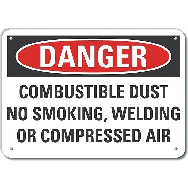 Lyle Reflective  Combustible Dust Danger Sign, 10 in Height, 14 in Width, Aluminum, Horizontal Rectangle - LCU4-0658-RA_14X10