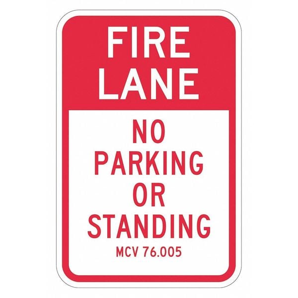 Lyle Fire Lane, Zone & Equipment No Parking Sign, 18 in Height, 12 in Width, Aluminum, English - T1-2819-HI_12X18