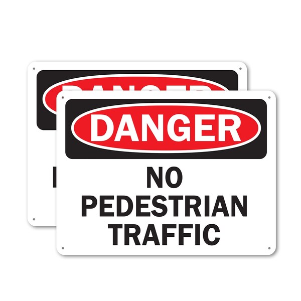 Signmission No Pedestrian Traffic Danger Sign, Aluminum, 10in W x 7in L, 2PK - OS-2PACK-DS-A-710-L-19443
