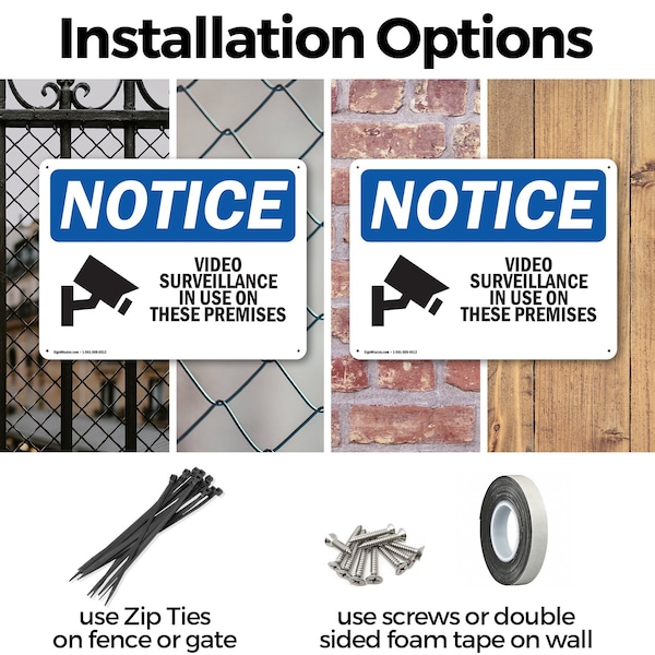 Signmission Video Surveillance In Use On These Premises OSHA Notice Sign, Plastic, 24in W x 18in L, 2PK - OS-2PACK-NS-P-1824-L-16813