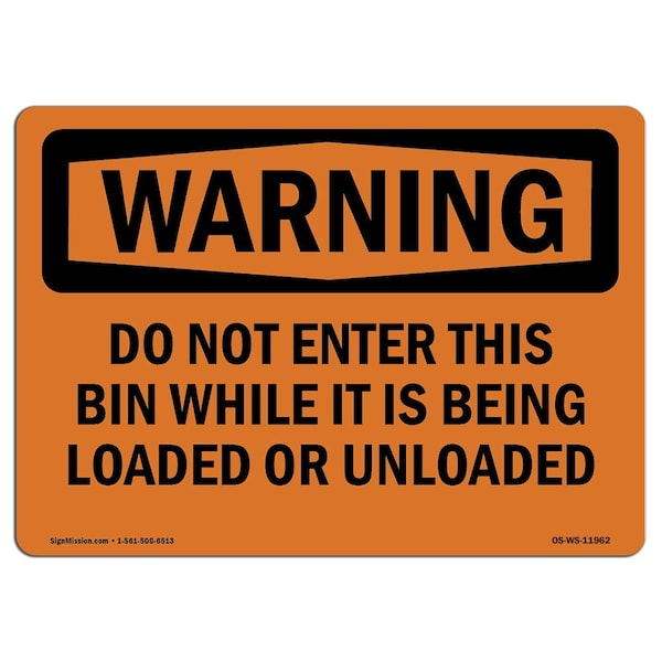 Signmission Safety Sign, OSHA WARNING, 10" Height, Aluminum, Grain Bin Silo Safety, Landscape - OS-WS-A-1014-L-11962