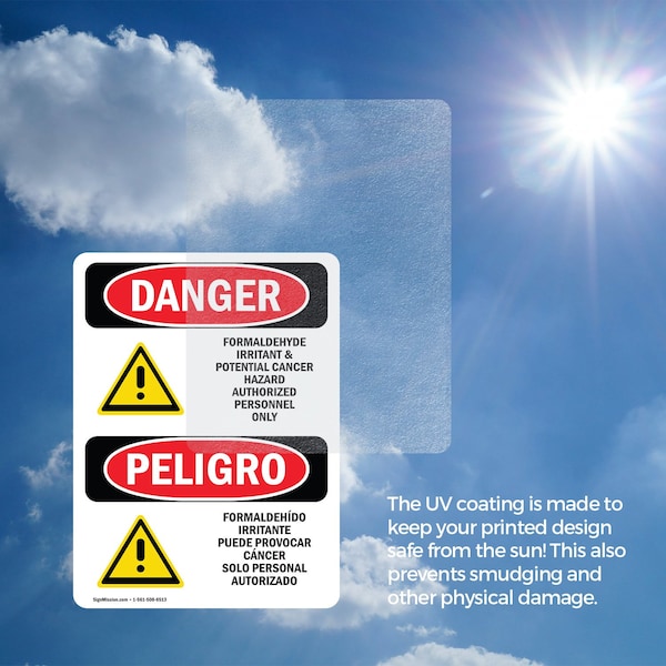 Signmission Formaldehyde Irritant Hazard Bilingual Danger Sign, Vinyl Decal, 5in W x 7in L, 2PK - OS-2PACK-DS-D-57-VS-1266