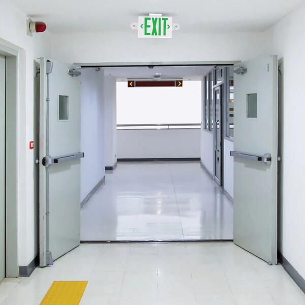Beyond Led Technology H6 LED Dual Head Exit and Safety Sign Switchable Color Lens Red and Green 5000K 3.6V 1000mAH, 2PK - 156791