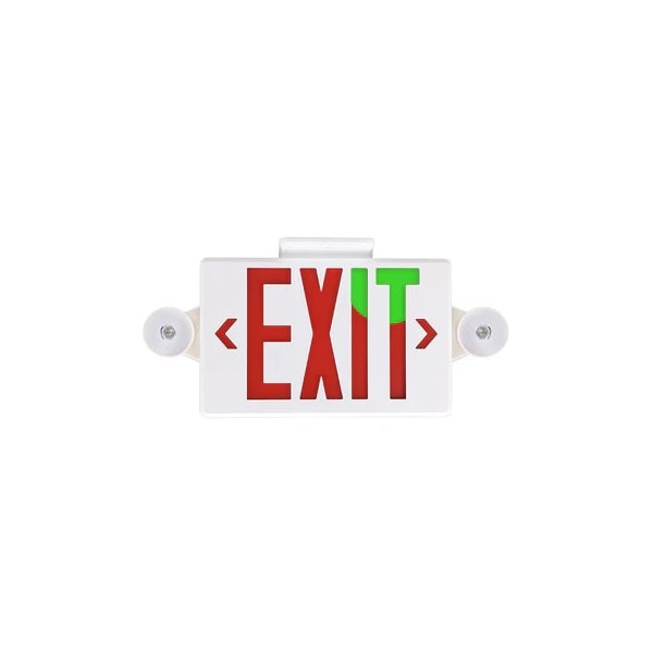 Beyond Led Technology H6 LED Dual Head Exit and Safety Sign Switchable Color Lens Red and Green 5000K 3.6V 1000mAH, 2PK - 156791