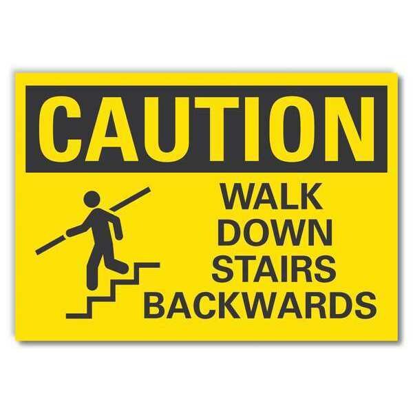 Lyle Walk Down Stairs Backwards, 7 in W x 5 in H, Self-Adhesive Vinyl, LCU3-0143-RD_7x5 - LCU3-0143-RD_7X5