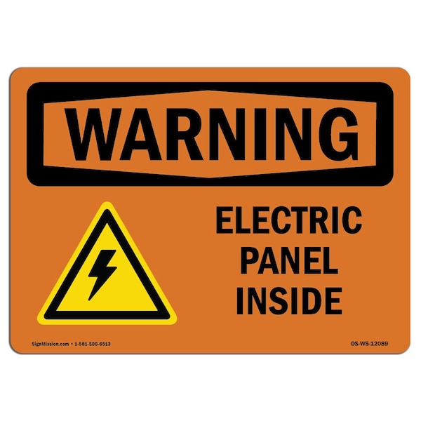 Signmission OSHA WARNING Sign, Electric Panel Inside, 5in X 3.5in Decal, 10PK, 3.5" W, 5" L, Landscape, PK10 - OS-WS-D-35-L-12089-10PK