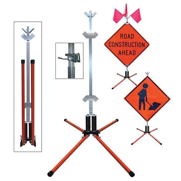 Dicke Sign Stand, Rigid and Roll-Up, Steel, 36 In, STF18-RG/RU - STF18-RG/RU
