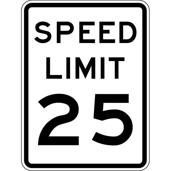 Lyle Speed Limit 25 Traffic Sign, 24 in H, 18 in W, Aluminum, Vertical Rectangle, English, R2-1-25-18HA - R2-1-25-18HA