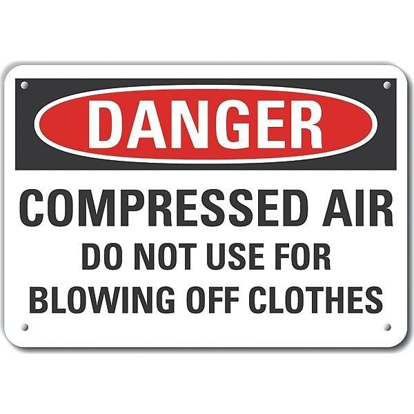 Lyle Reflective Compressed Air Danger Sign, 10 in H, 14 in W, Horizontal Rectangle, LCU4-0637-RA_14X10 - LCU4-0637-RA_14X10