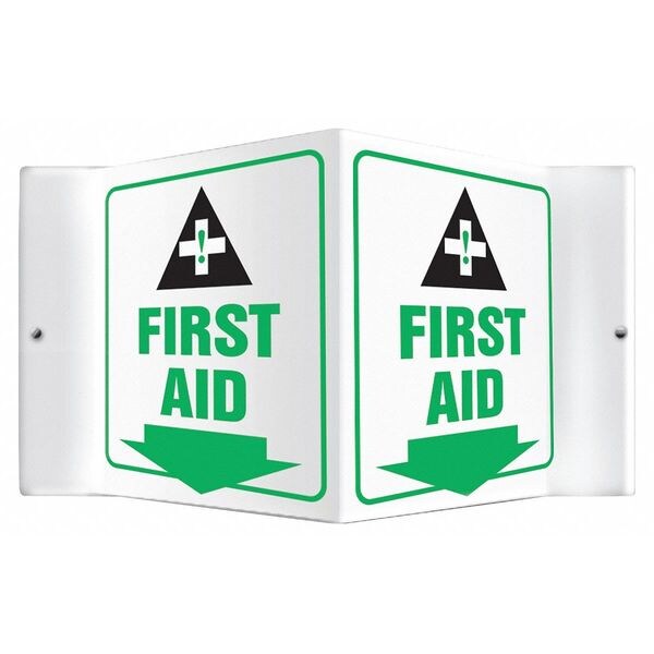 Accuform First Aid, 8-1/2" W x 6" H, V-Shaped, Plastic, PSP605 - PSP605