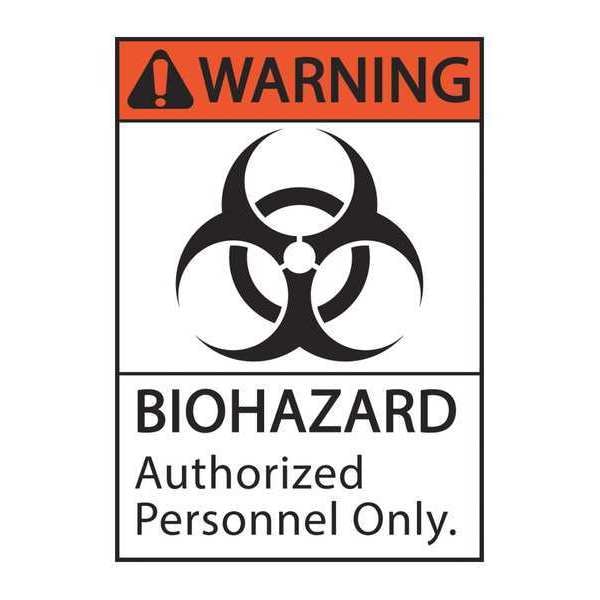 Zing Biohazard Sign, 10 in H, 7 in W, Plastic, Rectangle, English, 1924 - 1924