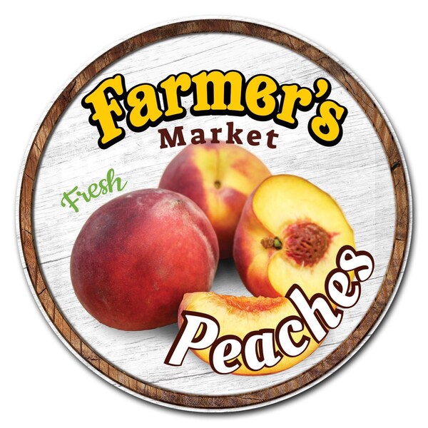 Signmission Farmers Market Peaches Circle Vinyl Laminated Decal, D-16-CIR-Peaches - D-16-CIR-PEACHES