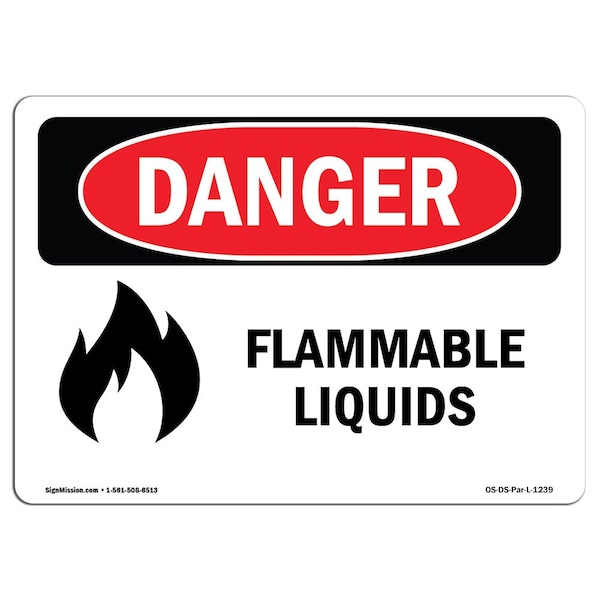 Signmission Safety Sign, OSHA Danger, 3.5" Height, 5" Width, Flammable Liquids, Landscape, D-35-L-1239 - OS-DS-D-35-L-1239