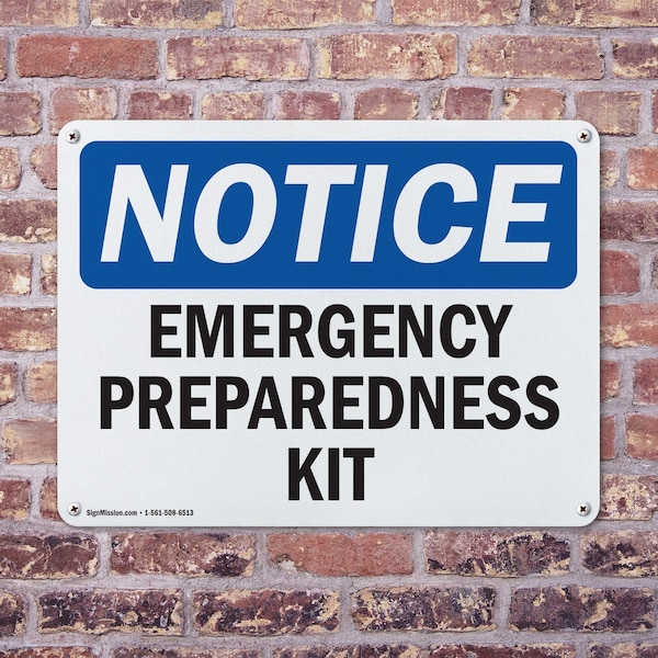 Signmission Emergency Preparedness Kit, 18 in W x Rectangle, Aluminum - OS-2PACK-NS-A-1218-L-11883