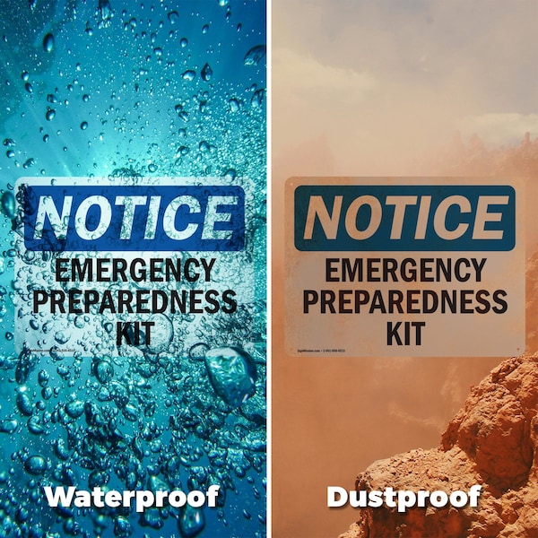 Signmission Emergency Preparedness Kit, 18 in W x Rectangle, Aluminum - OS-2PACK-NS-A-1218-L-11883