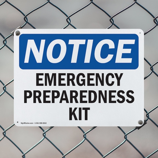 Signmission Emergency Preparedness Kit, 18 in W x Rectangle, Aluminum - OS-2PACK-NS-A-1218-L-11883