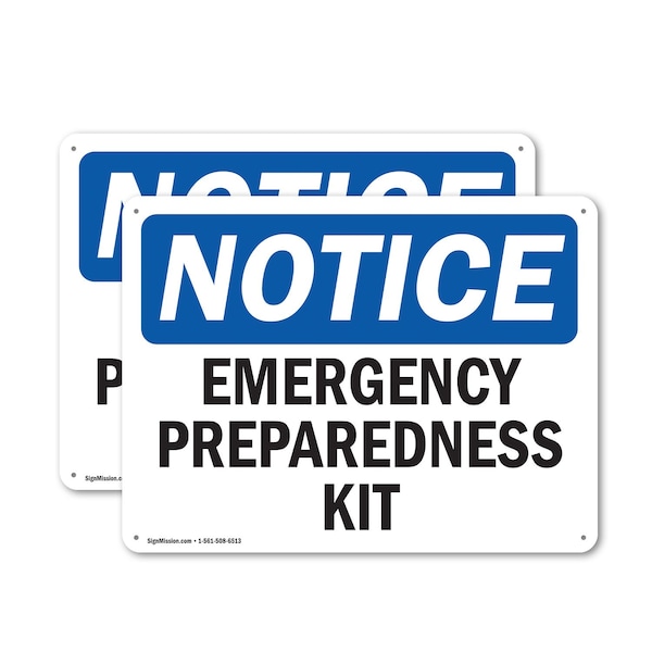 Signmission Emergency Preparedness Kit, 18 in W x Rectangle, Aluminum - OS-2PACK-NS-A-1218-L-11883