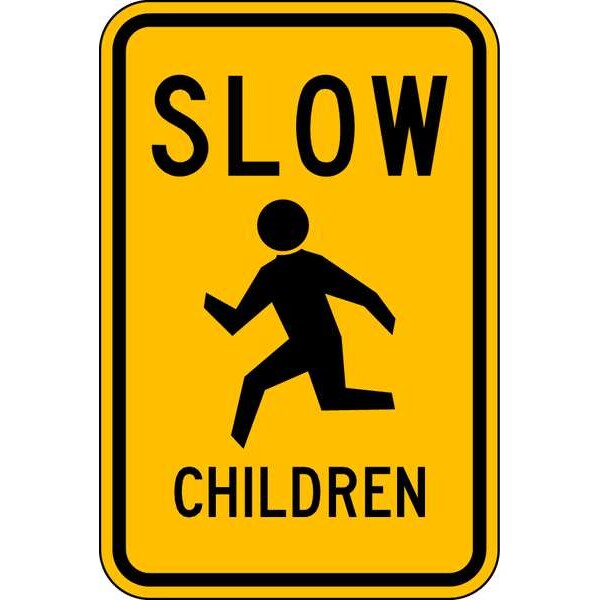 Lyle Children at Play Traffic Sign, 24 in H, 18 in W, Aluminum, Vertical Rectangle, LW9-13-18HA - LW9-13-18HA