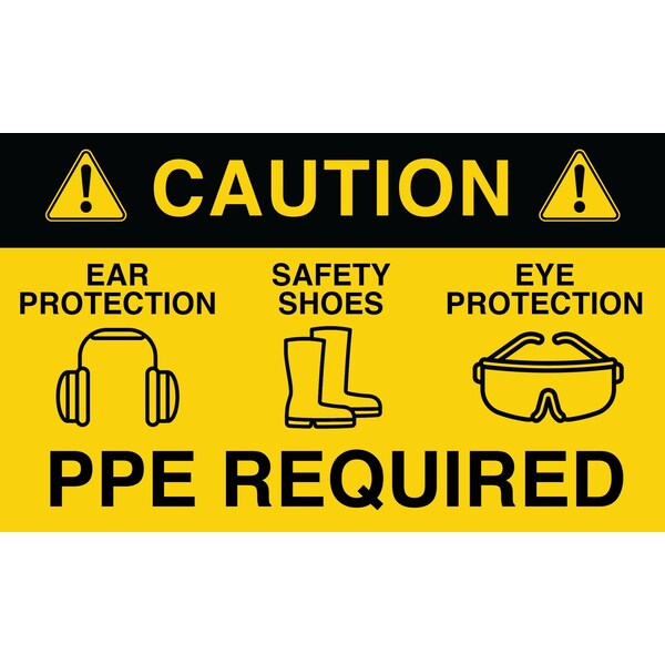 5S Supplies PPE Required Beyond this Point - Floor Sign 30in x 18in - PPE REQUIRED-FLOOR SIGN