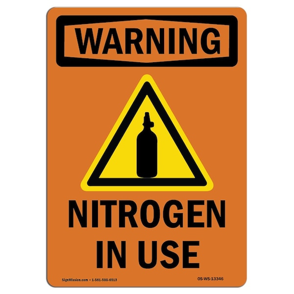 Signmission Safety Sign, OSHA WARNING, 24" Height, Aluminum, Nitrogen In Use, Portrait - OS-WS-A-1824-V-13346