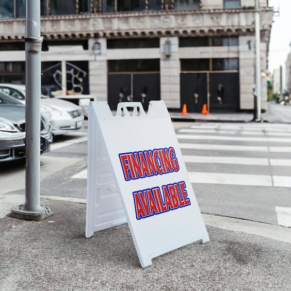 Signmission Financing Available, A-Frame & 2 Decals Installed, Heavy-Duty Plastic Frame - SBHD-D-2436-FINANCING AVAILABLE