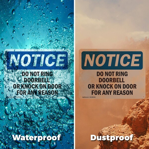 Signmission Do Not Ring Doorbell Or Knock On Door For OSHA Notice Sign, Plastic, 10in W x 7in L, 2PK - OS-2PACK-NS-P-710-L-11355