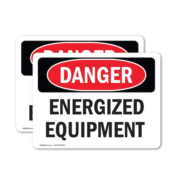 Signmission Energized Equipment Danger Sign, Vinyl Decal, 5in W x 3.5in L, 2PK - OS-2PACK-DS-D-35-L-2283