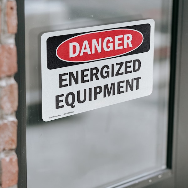 Signmission Energized Equipment Danger Sign, Vinyl Decal, 5in W x 3.5in L, 2PK - OS-2PACK-DS-D-35-L-2283