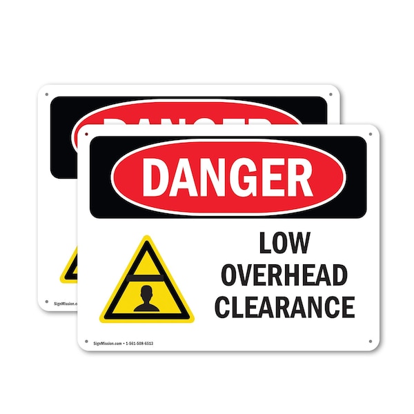 Signmission Low Overhead Clearance, 14 in W x Rectangle, Plastic - OS-2PACK-DS-P-1014-L-2477