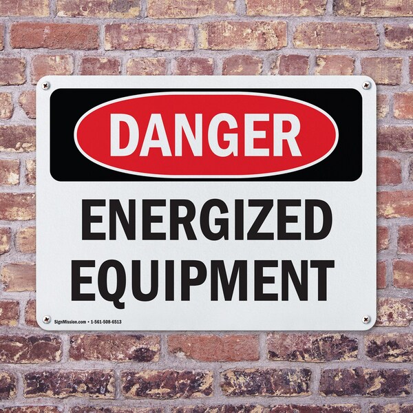 Signmission Energized Equipment Danger Sign, Plastic, 10in W x 7in L, 2PK - OS-2PACK-DS-P-710-L-2283