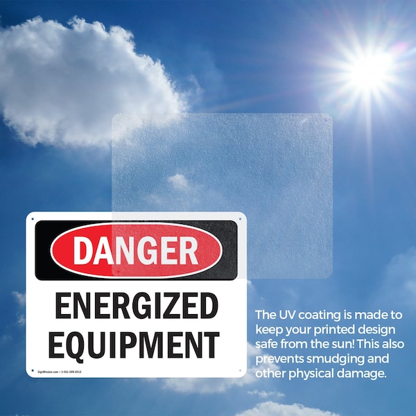 Signmission Energized Equipment Danger Sign, Plastic, 10in W x 7in L, 2PK - OS-2PACK-DS-P-710-L-2283