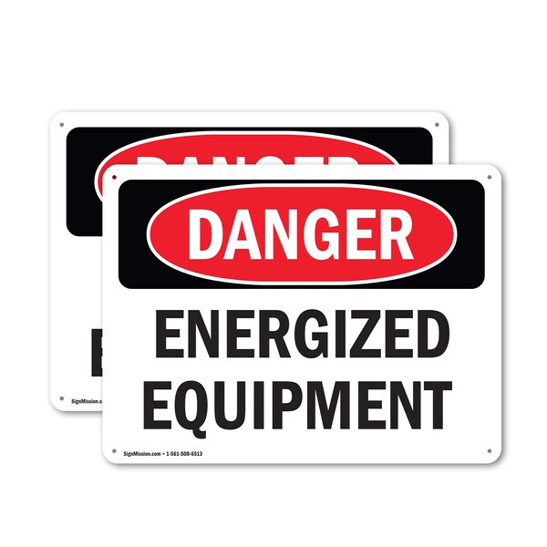 Signmission Energized Equipment Danger Sign, Plastic, 10in W x 7in L, 2PK - OS-2PACK-DS-P-710-L-2283